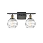 Deco Swirl Bathroom Vanity Light - Black / Antique Brass / Clear