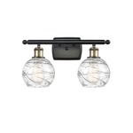 Deco Swirl Bathroom Vanity Light - Black / Antique Brass / Clear
