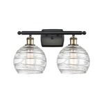 Deco Swirl Bathroom Vanity Light - Black / Antique Brass / Clear