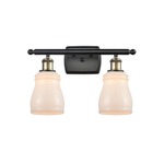 Ellery Bathroom Vanity Light - Black / Antique Brass / White