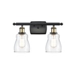 Ellery Bathroom Vanity Light - Black / Antique Brass / Clear