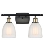 Brookfield Rectangle Canopy Bathroom Vanity Light - Black / Antique Brass / White