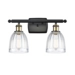 Brookfield Rectangle Canopy Bathroom Vanity Light - Black / Antique Brass / Clear