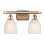 Brookfield Rectangle Canopy Bathroom Vanity Light - Brushed Brass / White