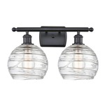 Deco Swirl Bathroom Vanity Light - Matte Black / Clear