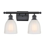 Brookfield Rectangle Canopy Bathroom Vanity Light - Matte Black / White