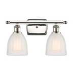 Brookfield Rectangle Canopy Bathroom Vanity Light - Polished Nickel / White
