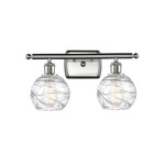 Deco Swirl Bathroom Vanity Light - Brushed Satin Nickel / Clear