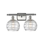 Deco Swirl Bathroom Vanity Light - Brushed Satin Nickel / Clear