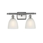 Castile Bathroom Vanity Light - Brushed Satin Nickel / White