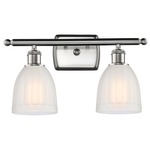 Brookfield Rectangle Canopy Bathroom Vanity Light - Satin Nickel / White