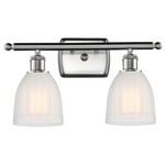 Brookfield Bathroom Vanity Light - Satin Nickel / White