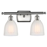 Brookfield Rectangle Canopy Bathroom Vanity Light - Satin Nickel / White