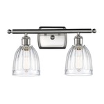 Brookfield Rectangle Canopy Bathroom Vanity Light - Satin Nickel / Clear