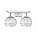 Deco Swirl Bathroom Vanity Light - White / Polished Chrome / Clear