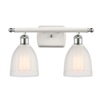 Brookfield Rectangle Canopy Bathroom Vanity Light - White / Polished Chrome / White