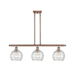 Deco Swirl Linear Pendant - Antique Copper / Clear