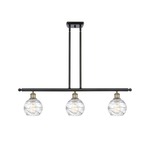 Deco Swirl Linear Pendant - Black / Antique Brass / Clear