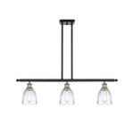 Brookfield Linear Pendant - Black / Antique Brass / Clear