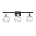Deco Swirl Bathroom Vanity Light - Black / Antique Brass / Clear