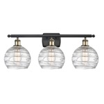Deco Swirl Bathroom Vanity Light - Black / Antique Brass / Clear