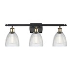 Castile Bathroom Vanity Light - Black / Antique Brass / Clear