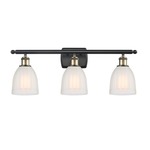 Brookfield Rectangle Canopy Bathroom Vanity Light - Black / Antique Brass / White