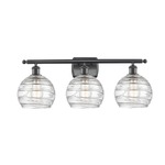 Deco Swirl Bathroom Vanity Light - Matte Black / Clear