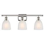Brookfield Rectangle Canopy Bathroom Vanity Light - Polished Nickel / White