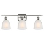 Brookfield Rectangle Canopy Bathroom Vanity Light - Satin Nickel / White
