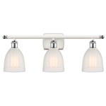 Brookfield Rectangle Canopy Bathroom Vanity Light - White / Polished Chrome / White