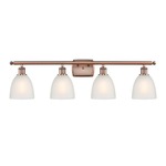 Castile Bathroom Vanity Light - Antique Copper / White