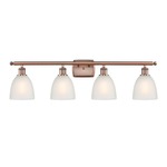 Castile Bathroom Vanity Light - Antique Copper / White