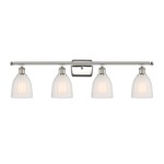 Brookfield Rectangle Canopy Bathroom Vanity Light - Polished Nickel / White