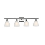 Castile Bathroom Vanity Light - Brushed Satin Nickel / White