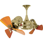 Duplo Dinamico Wood Ceiling Fan - Polished Brass / Mahogany Tone