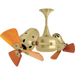 Duplo Dinamico Wood Ceiling Fan - Brushed Brass / Mahogany Tone