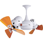 Duplo Dinamico Wood Ceiling Fan - Gloss White / Mahogany Tone