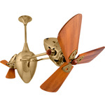 Ar Ruthiane Wood Ceiling Fan - Polished Brass / Mahogany Tone