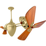 Ar Ruthiane Wood Ceiling Fan - Brushed Brass / Mahogany Tone