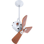 Bianca Directional Wood Ceiling Fan - Gloss White / Mahogany Tone