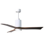 Patricia Ceiling Fan With Light - Gloss White / Walnut Tone