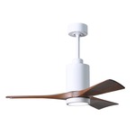 Patricia Ceiling Fan With Light - Gloss White / Walnut Tone