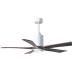 Patricia Ceiling Fan With Light - Gloss White / Walnut