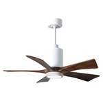 Patricia Ceiling Fan With Light - Gloss White / Walnut Tone
