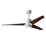 Super Janet Ceiling Fan with Light - Gloss White / Walnut