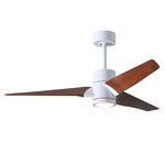 Super Janet Ceiling Fan with Light - Gloss White / Walnut