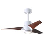 Super Janet Ceiling Fan with Light - Gloss White / Walnut