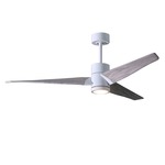 Super Janet Ceiling Fan with Light - Gloss White / Barn Wood
