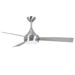 Donaire Outdoor Ceiling Fan with Light - Brushed Stainless Steel / Barn Wood
